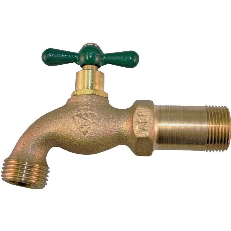 Arrowhead Brass 201LF Arrowhead Hose Bibb with Shank, 1/2 x 3/4 in Connection, MIP x Male Hose Thread, 125 psi Pressure