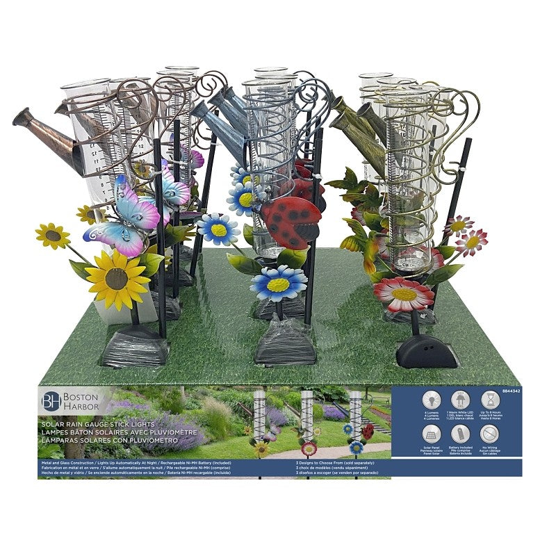 Boston Harbor 26146 Rain Gauge, Ni-Mh Battery, 1-Lamp, LED Lamp, Metal Glass Plastic Fixture, Battery Included: Yes (Pack of 12)