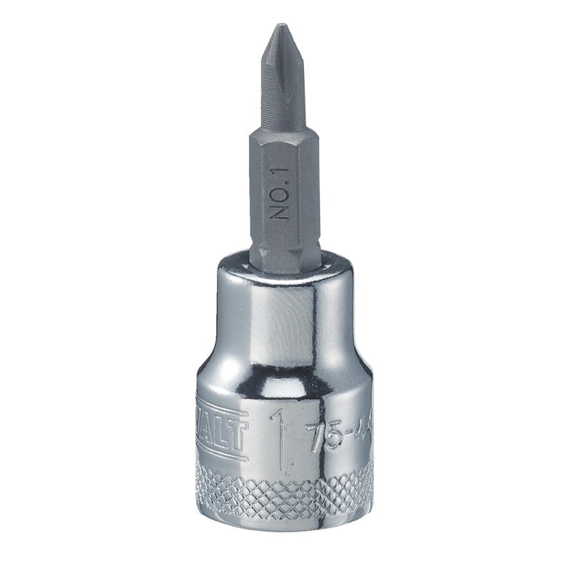 DEWALT DWMT75446OSP Phillips Screwdriver Bit Socket, #1 Tip, 3/8 in Drive, Chrome Vanadium, Polished Chrome Vanadium