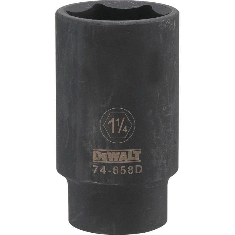 DEWALT DWMT74658OSP Impact Socket, 1-1/4 in Socket, 1/2 in Drive, 6-Point, CR-440 Steel, Black Oxide