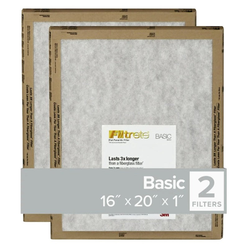 Filtrete FPL00-2PK-24 Air Filter, 20 in L, 16 in W, 2 MERV, For: Air Conditioner, Furnace and HVAC System (Pack of 24)