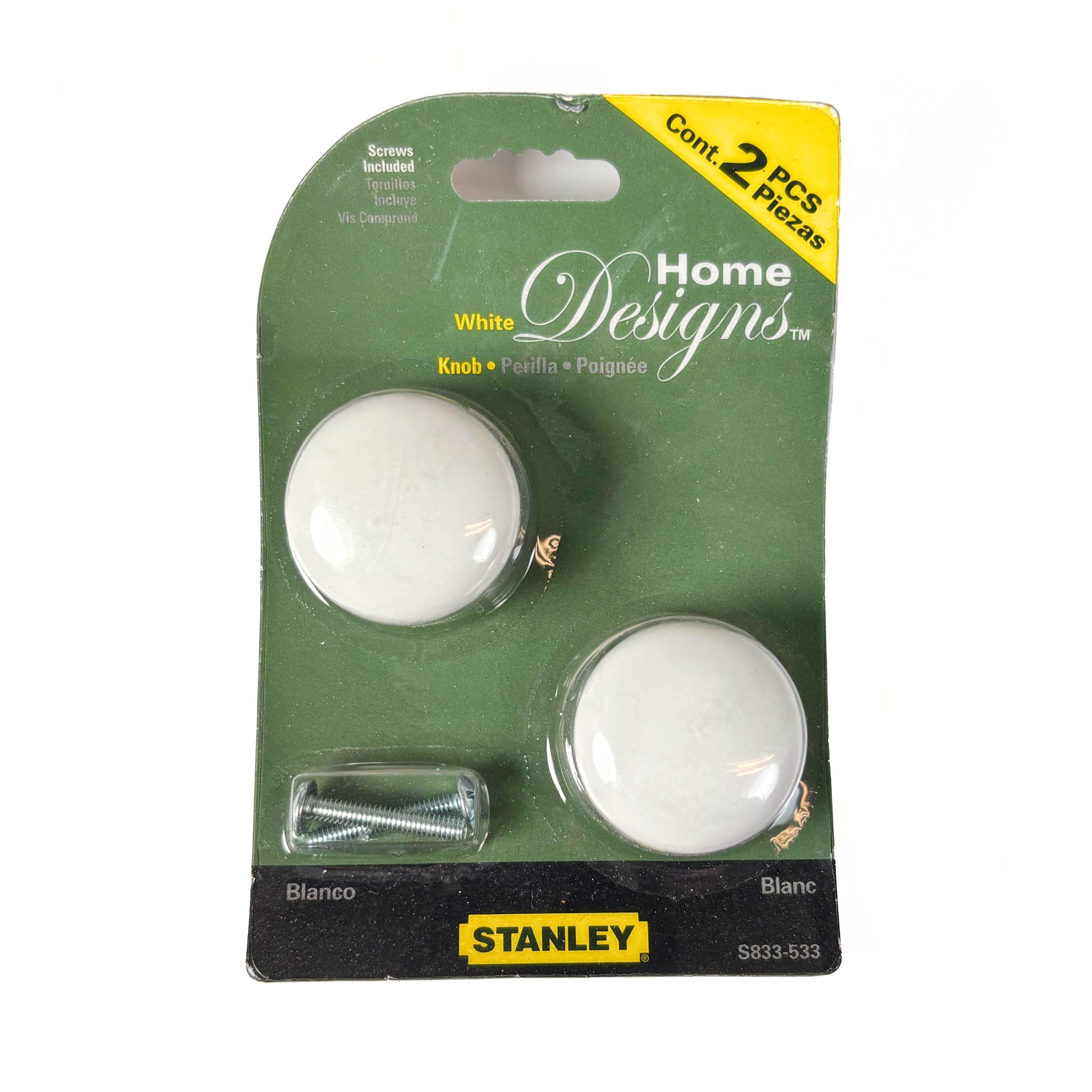 Porcelain Cabinet Knobs 1-5/16 Inch White 2 Pack