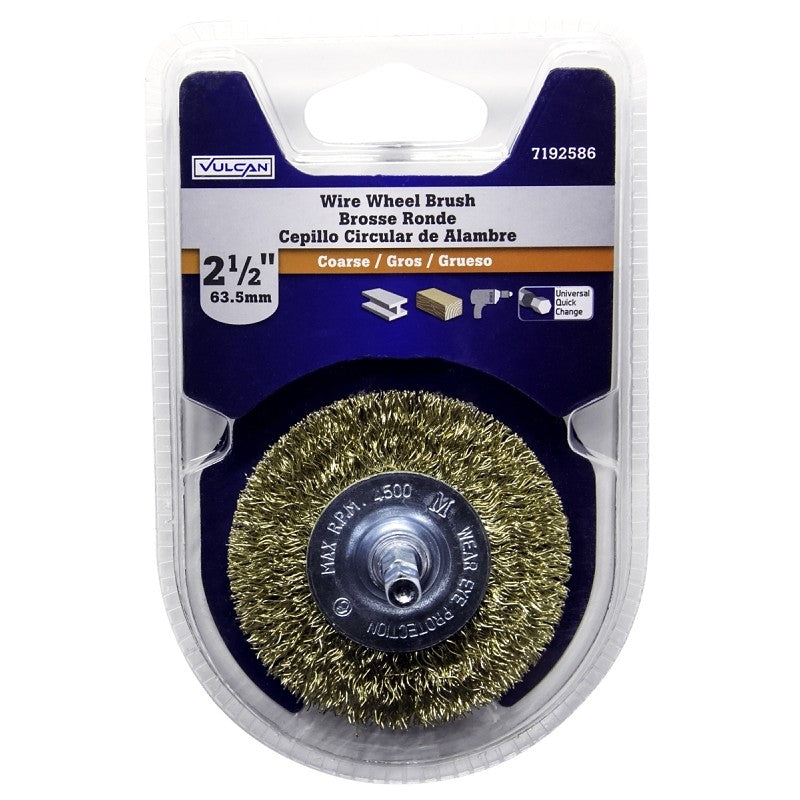 Vulcan 321741OR Wire Wheel Brush, 2-1/2 in Dia, 1/4 in Arbor/Shank