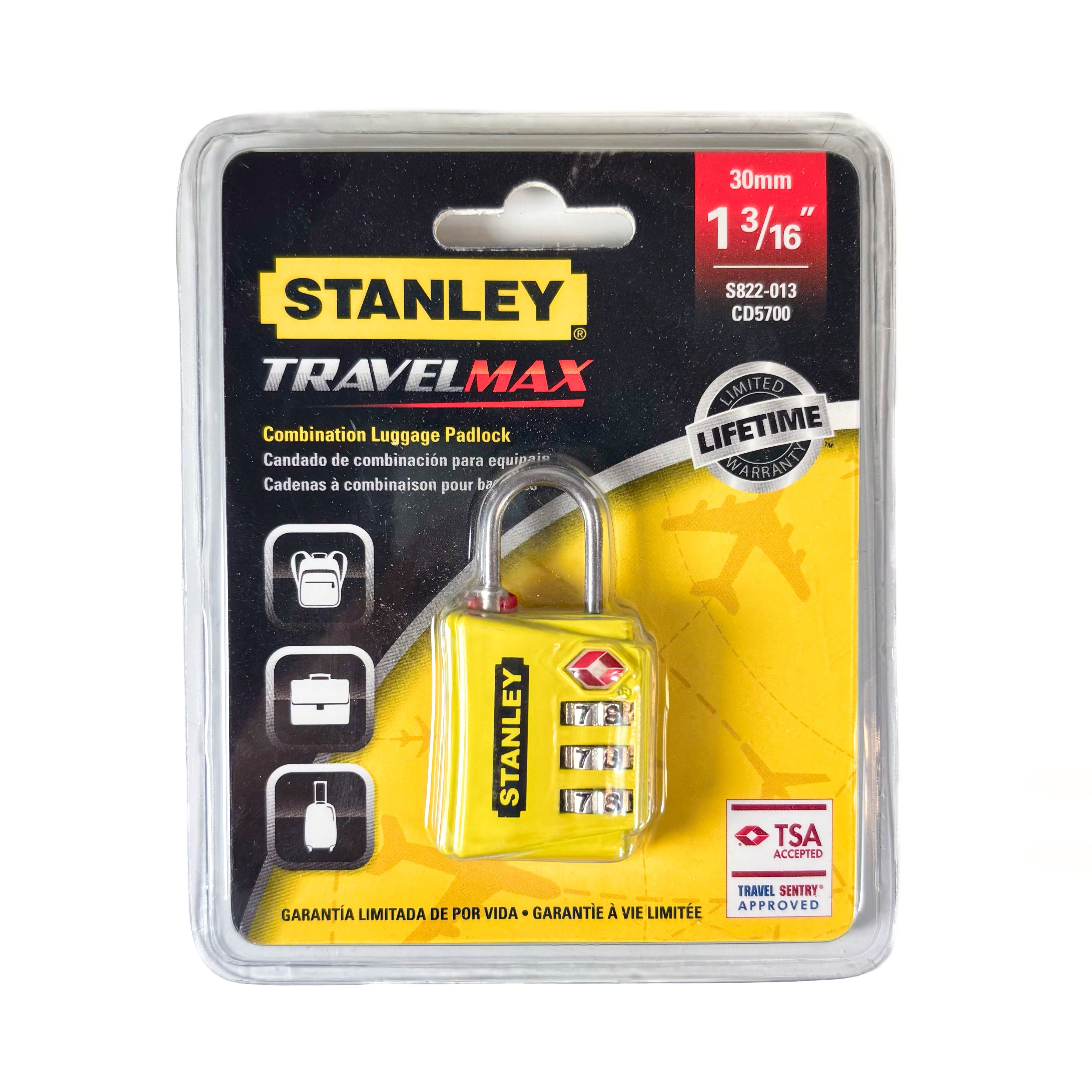 Tsa Approved 3 Digit Luggage Padlock 1-3/16 Inch (30MM) Wide Yellow