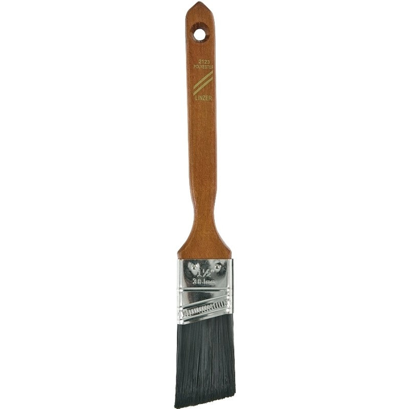 Linzer WC2123-1.5 Paint Brush, Walnut, Wood Handle, 1-1/2 in W, 2-1/4 in L Bristle, Polyester Bristle, Sash Handle