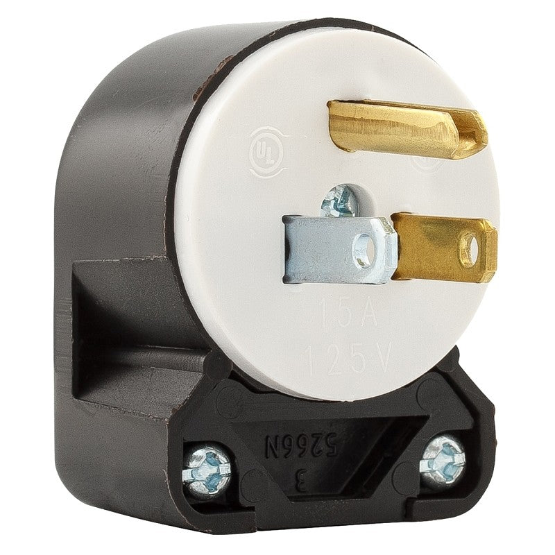 Eaton Wiring Devices 5266 Electrical Plug, 2 -Pole, 15 A, 125 V, NEMA: NEMA 5-15, Black/White