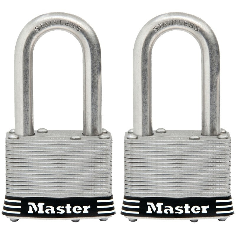 Master Lock 1SSTLFHC Padlock Set, Keyed Alike Key, 5/16 in Dia Shackle, 1-1/2 in H Shackle, Stainless Steel Shackle