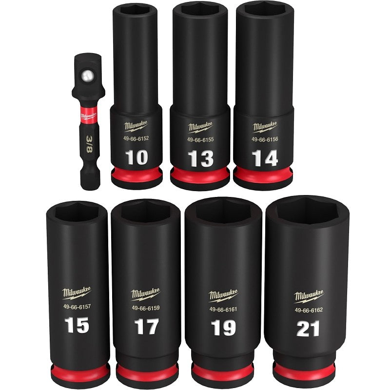 Milwaukee SHOCKWAVE Impact Duty Series 49-66-7021 Socket Set, Steel, Specifications: 3/8 in Drive