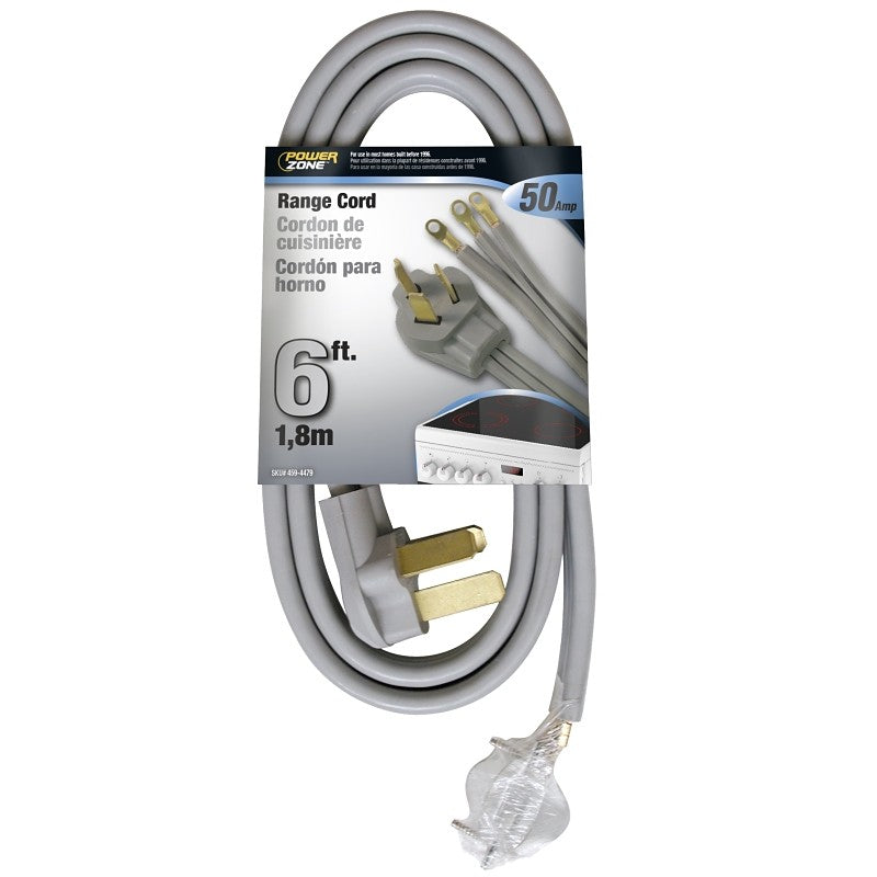 PowerZone ORR628106 Power Supply Range Cord, 6 8 AWG Cable, 6 ft L, 50 A, 250 V, Gray