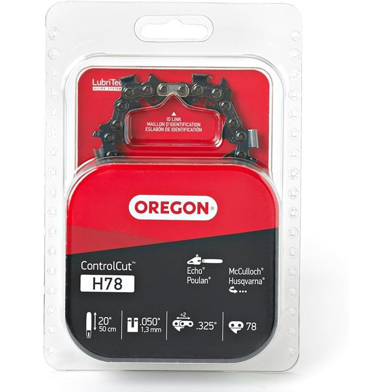 Oregon H78 Chainsaw Chain, 20 in L Bar, 0.05 Gauge, 0.325 in TPI/Pitch, 78-Link