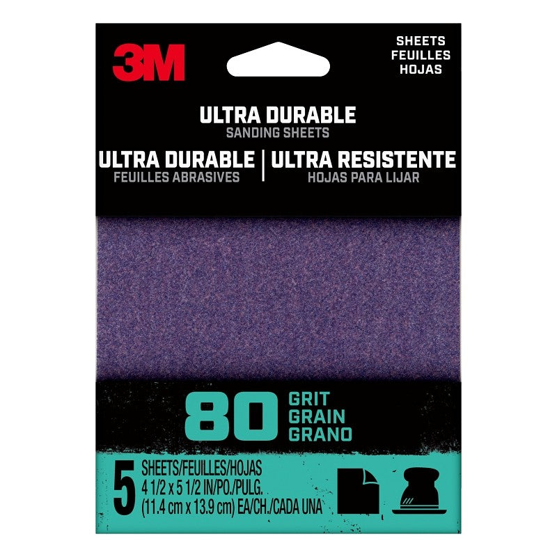 3M 27363 Sandpaper Sheet, 2 in W, 2 in L, 80 Grit, Medium, Aluminum Oxide/Ceramic Abrasive, Cloth Backing