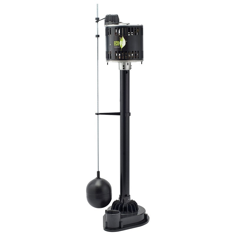 Eco-Flo EPP33 Column Style Sump Pump, 1-Phase, 4 A, 115 V, 1/3 hp, 1-1/2 in Outlet, 18 ft Max Lift Head, 3000 gph
