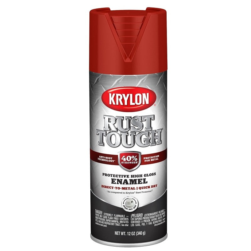Krylon Rust Tough K09230008 Enamel Spray Paint, Gloss, Cherry Red, 12 oz, Can (Pack of 6)