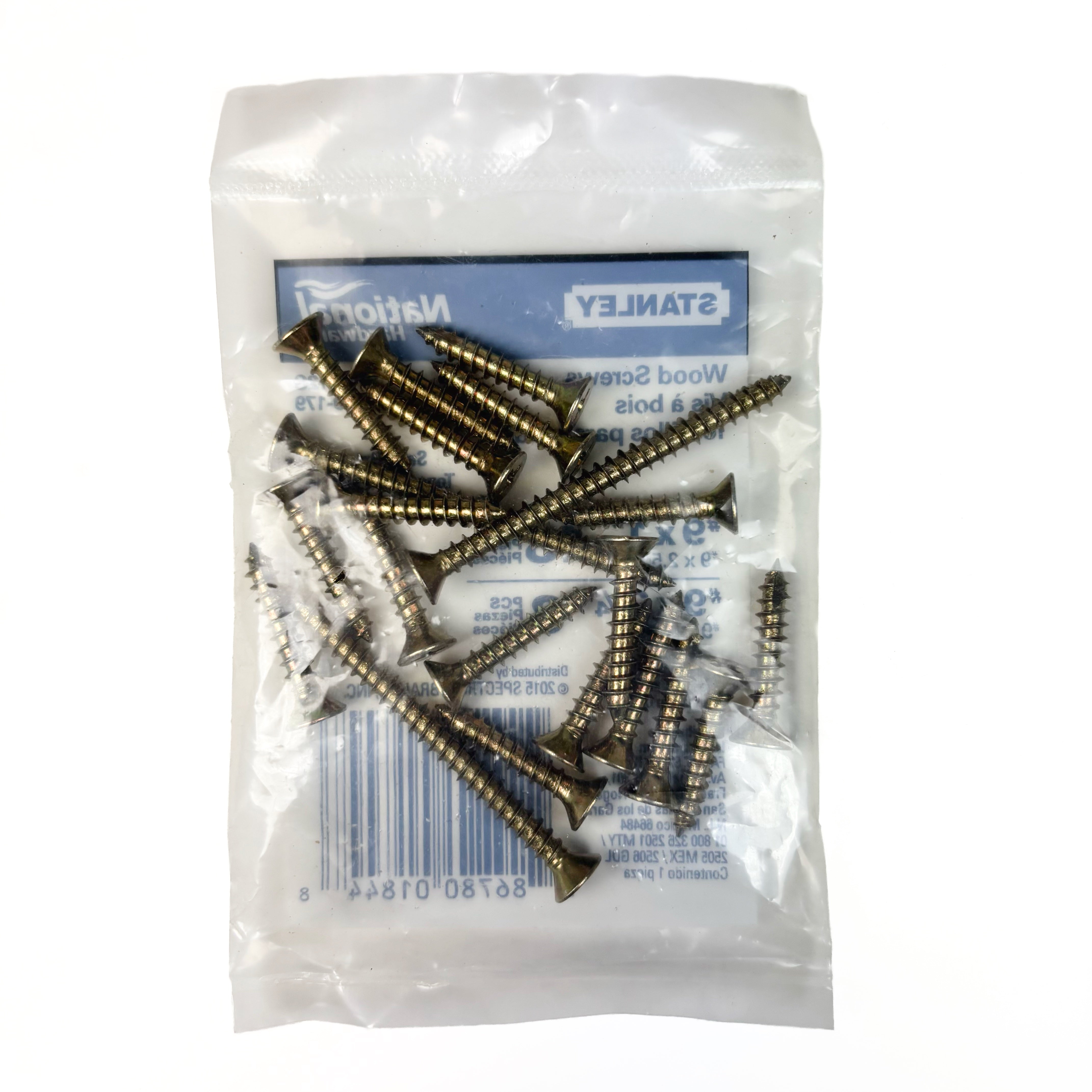 Door Hinge Reinforcement Screws #9 By 1 & 2-1/4 Inch Satin Brass Tone