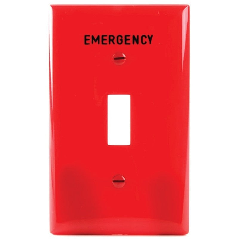Eaton Wiring Devices PJ1EMRD Wallplate, 3.14 in L, 4.89 in W, 1 -Gang, Polycarbonate, Red, High-Gloss