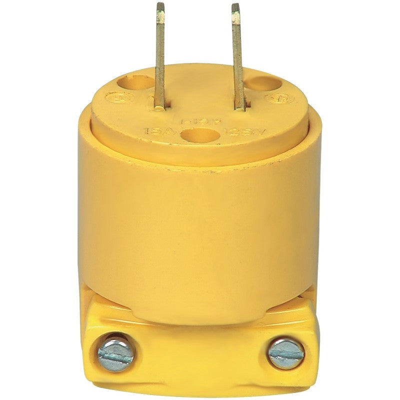 Eaton Wiring Devices 4862-BOX Electrical Plug, Heavy-Duty, Straight Blade, 1/4 to 21/32 in, 2-Pole, 15 A, 125 V, Yellow