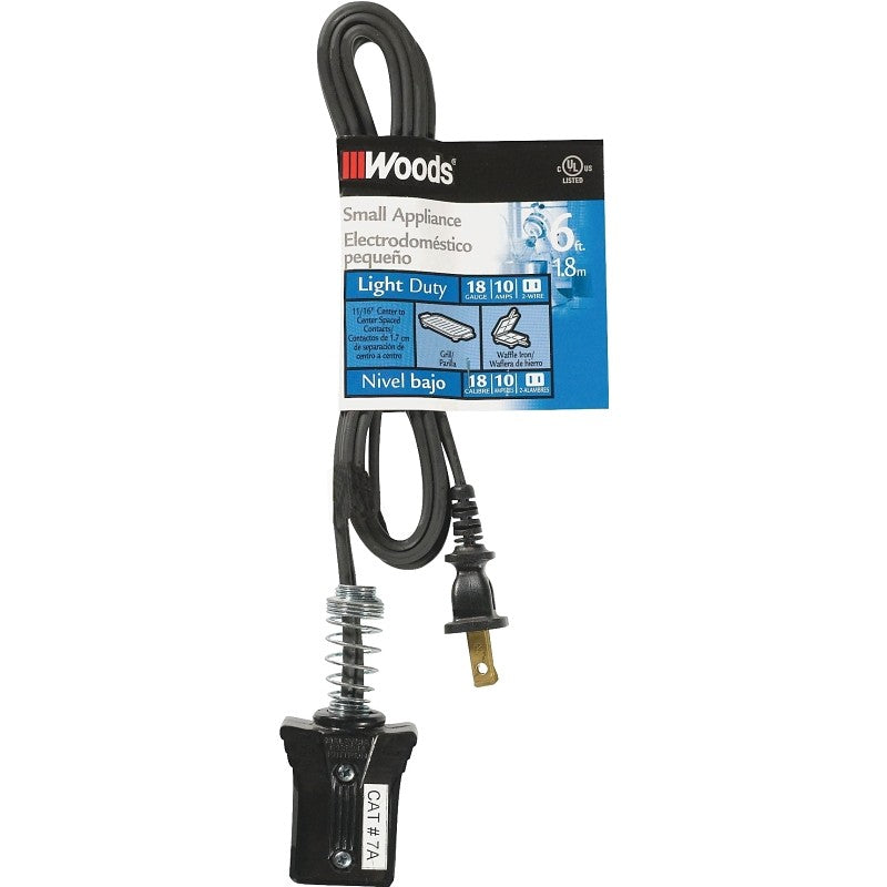 CCI 0291 Extension Cord, 6 ft L, 10 A, 125 V, Black