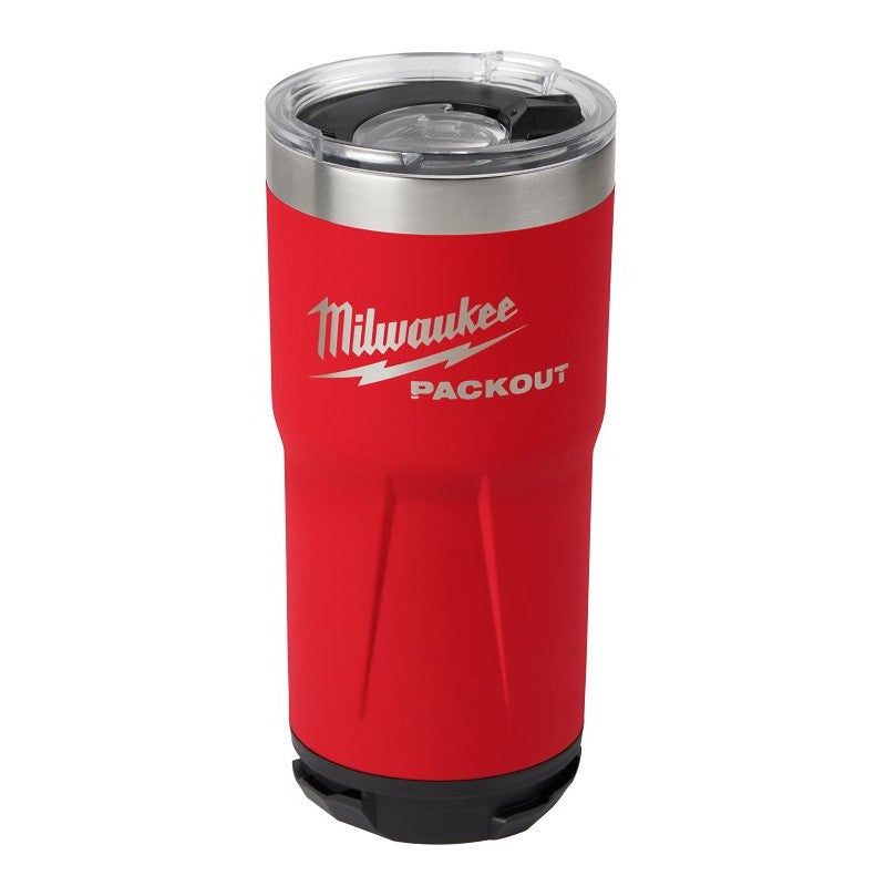 Milwaukee PACKOUT 48-22-8392R Tumbler, 20 oz Capacity, Sliding Magnetic Lid, Metal, Red, Insulated