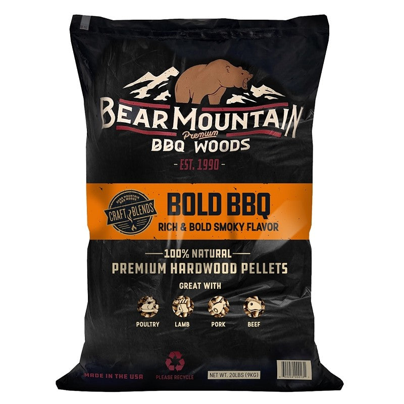 Bear Mountain Craft Blends FK91 Bold BBQ Pellet, 20 in L, Hardwood, 20 lb Bag