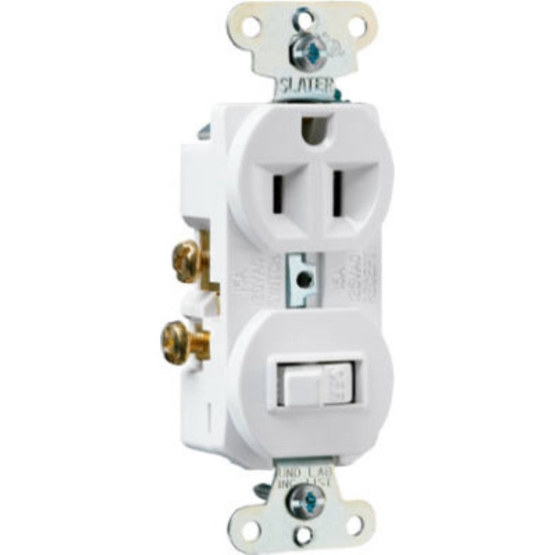 Legrand 691WCC6 Combination Switch/Receptacle, 1 -Pole, 15 A, 120/125 V, NEMA: NEMA 5-15R, White