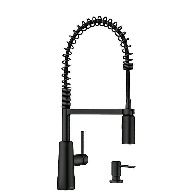 Moen Nori 87897BL Pre-Rinse Spring Kitchen Faucet, 1.5 gpm, 1-Handle, Metal, Matte Black, 2-Spray Function