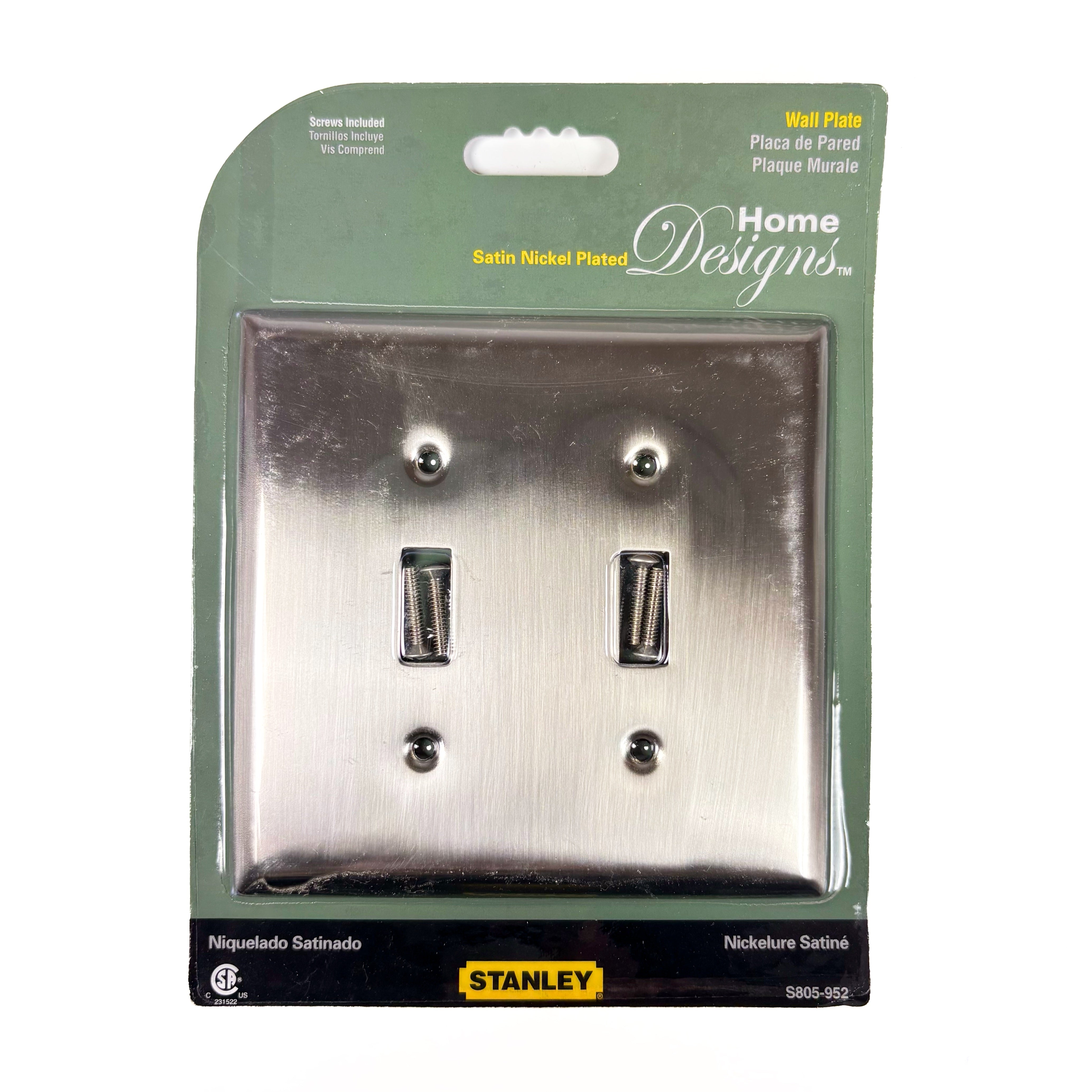 Basic Double Switch Wall Plate Satin Nickel