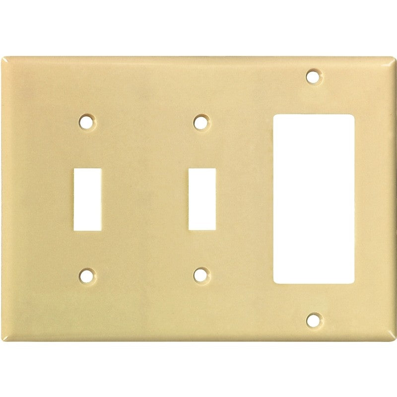 Eaton Wiring Devices 2173V-BOX Combination Wallplate, 4-1/2 in L, 6-3/8 in W, Standard, 3-Gang, Thermoset, Ivory
