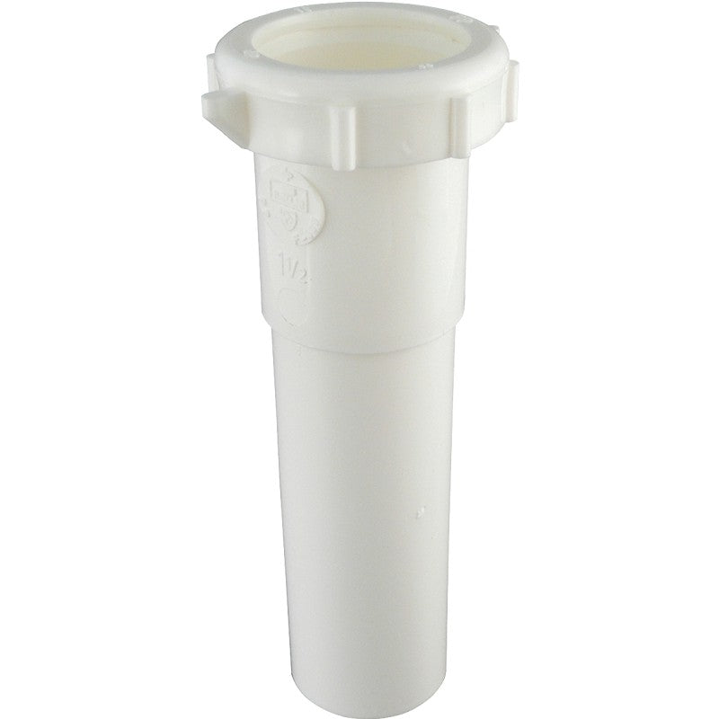 Plumb Pak PP20552 Pipe Extension Tube, 1-1/2 in, 6 in L, Slip-Joint, PVC, White