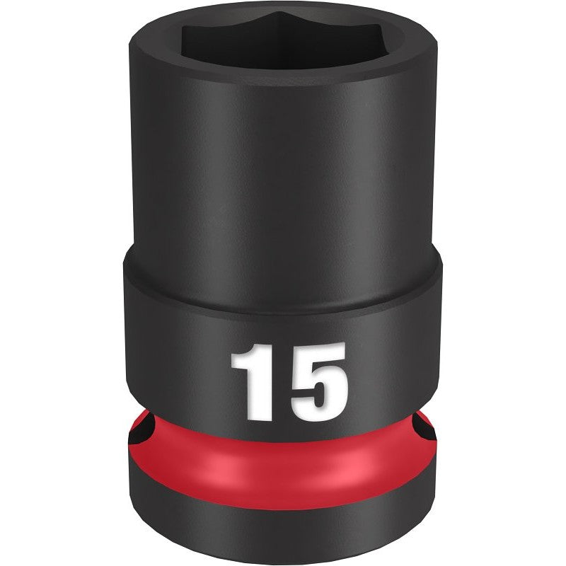 Milwaukee SHOCKWAVE Impact Duty Series 49-66-6247 Shallow Impact Socket, 15 mm Socket, 1/2 in Drive, Square Drive