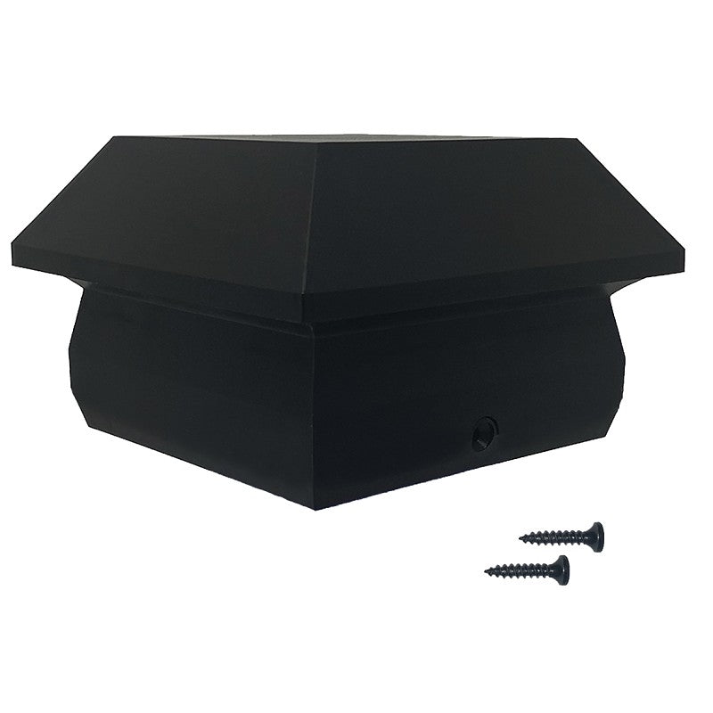 Nuvo Iron SPC25 Post Cap, 5.13 in L, 5.13 in W, Plastic, Black