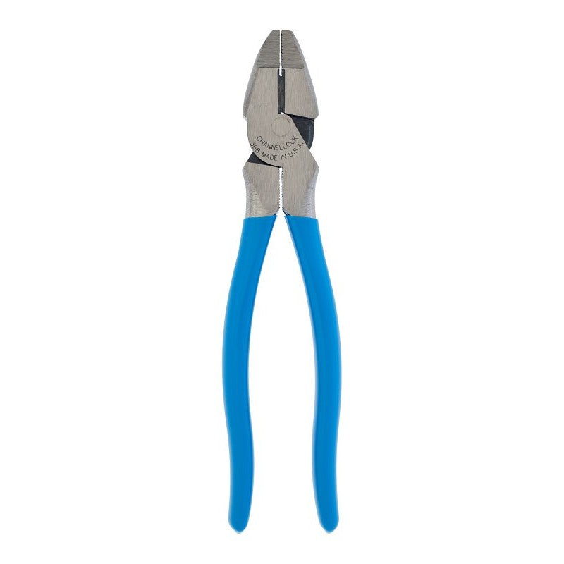 Channellock 368 Lineman's Plier, 8.38 in OAL, 0.6 in Cutting Capacity, 0.33 in Jaw Opening, Blue Handle, 1.12 in W Jaw