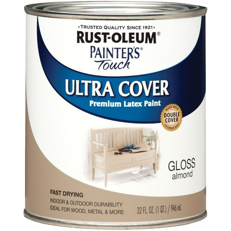 Rust-Oleum 1994502 Enamel Paint, Water, Gloss, Almond, 1 qt, Can, 120 sq-ft Coverage Area