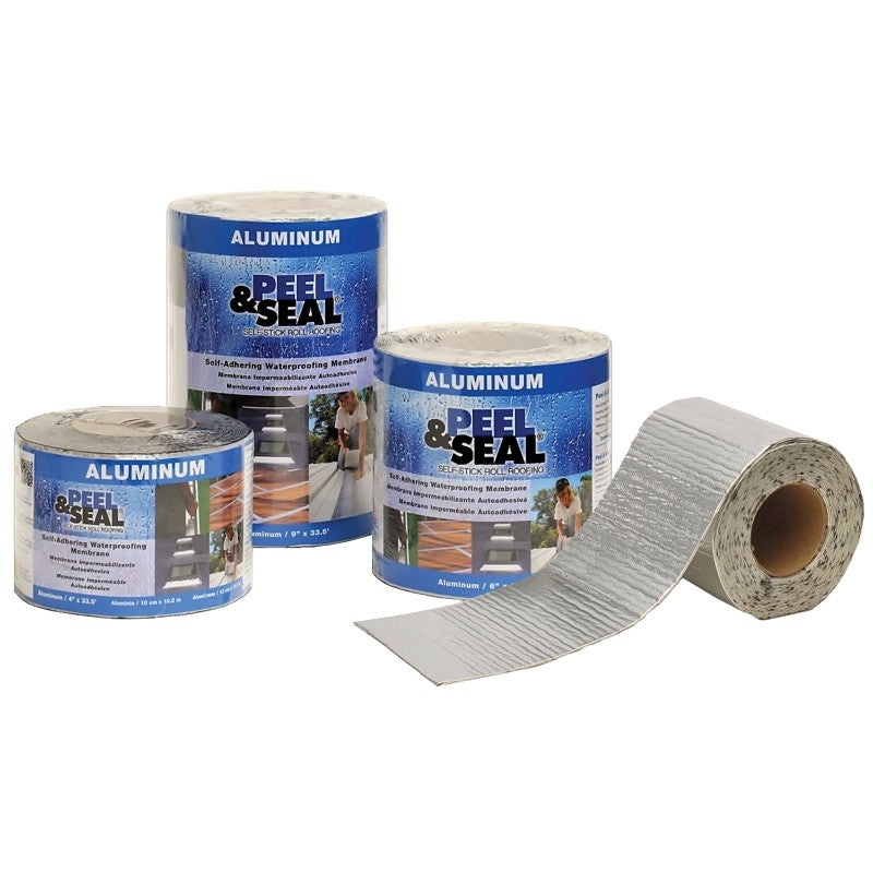 MFM 50041/50004 Roofing Membrane, 33-1/2 ft L, 4 in W, Aluminum/Polymer (Pack of 9)