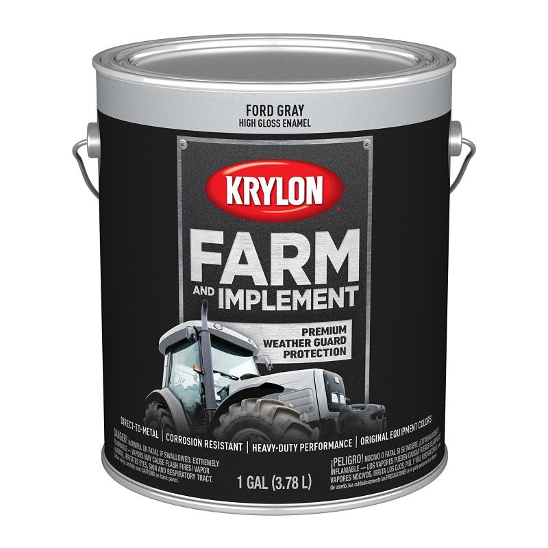 Krylon K01973008 Farm and Implement Paint, 1 gal, Gray, Liquid (Pack of 4)