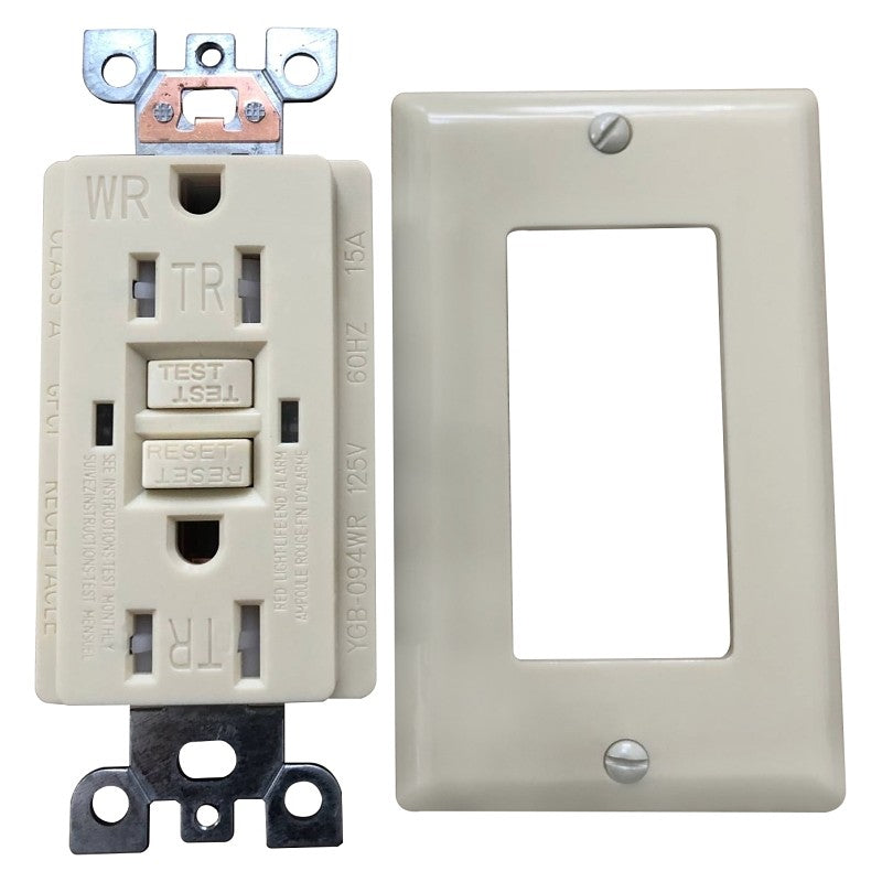 Genmax TRWR15VST GFCI Wall Receptacle, 15 A, Ivory
