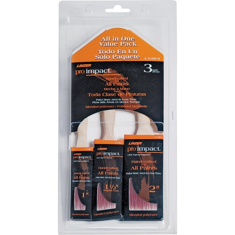 Linzer A2160S Paint Brush Set, Chiseled Trim, 3-Brush