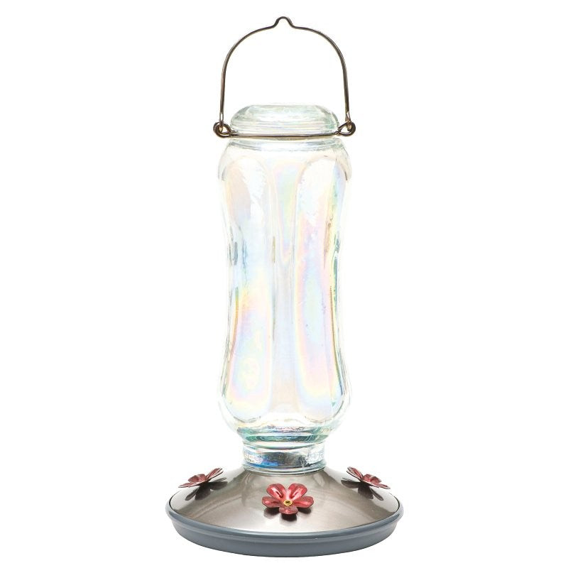 Perky-Pet 8132-2 Bird Feeder, 16 oz, 4-Port/Perch, Glass, Clear, 12 in H, Hanging Mounting