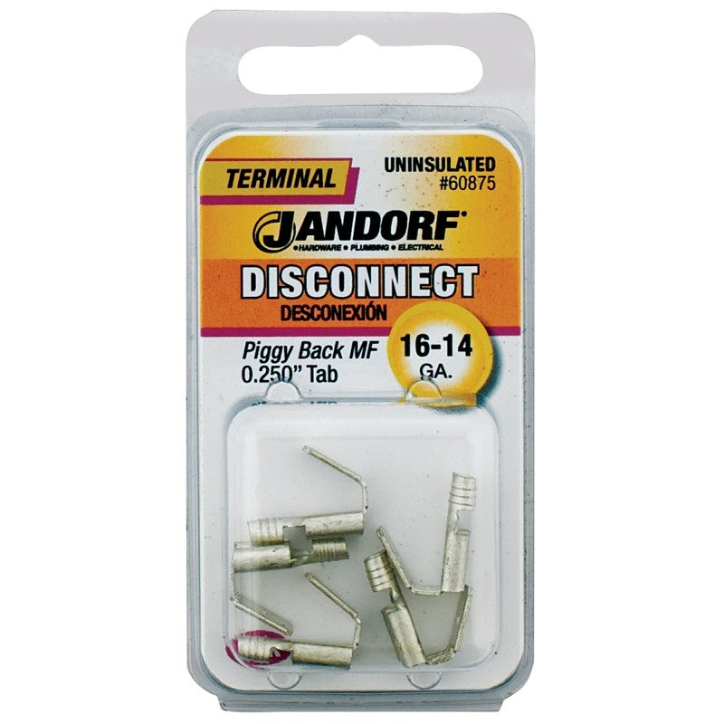 Jandorf 60875 Disconnect Terminal, 16 to 14 AWG Wire, Tin, Copper, 5/PK