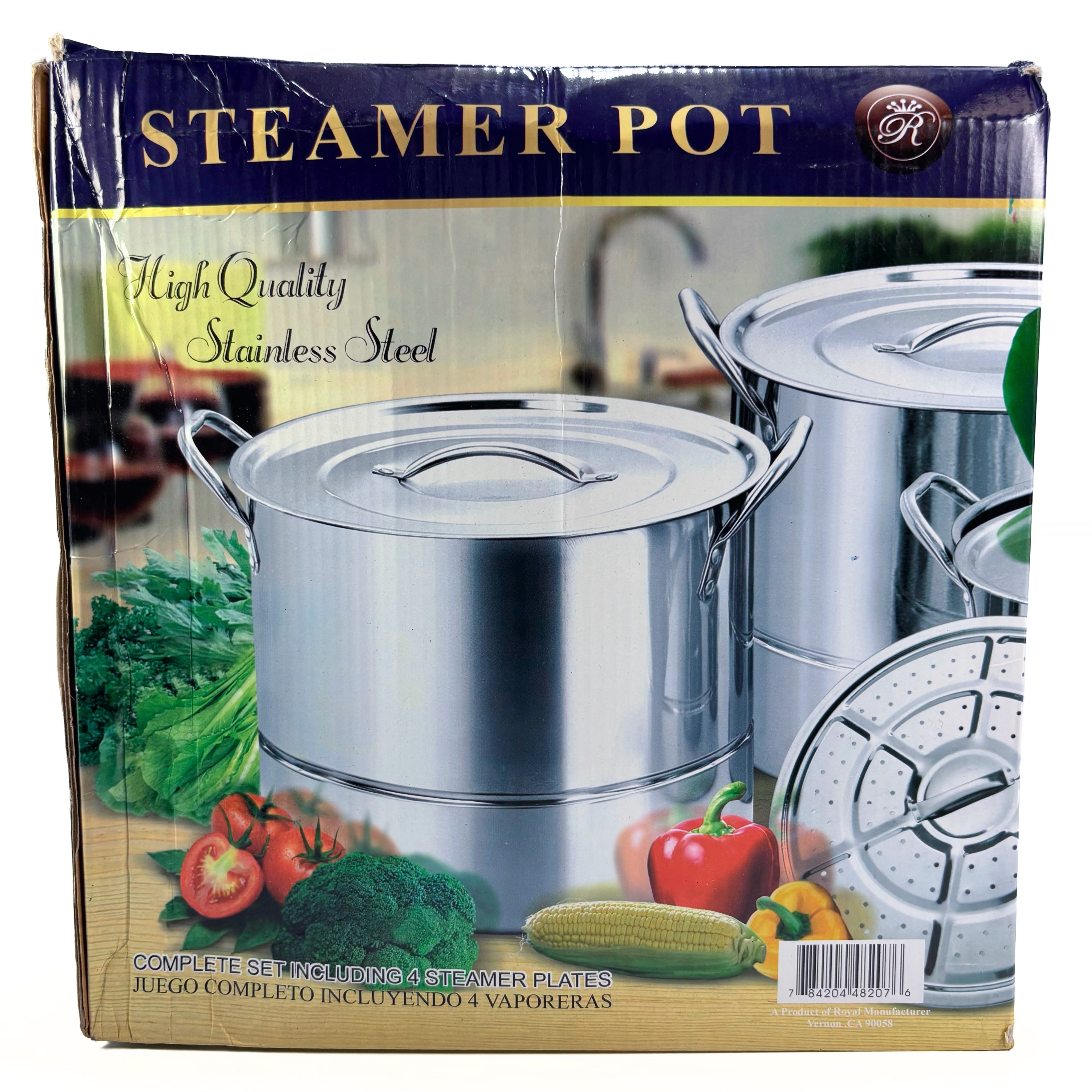 Stainless Steel Steamer Pot 4 ece Set With Vented And Closed Lids