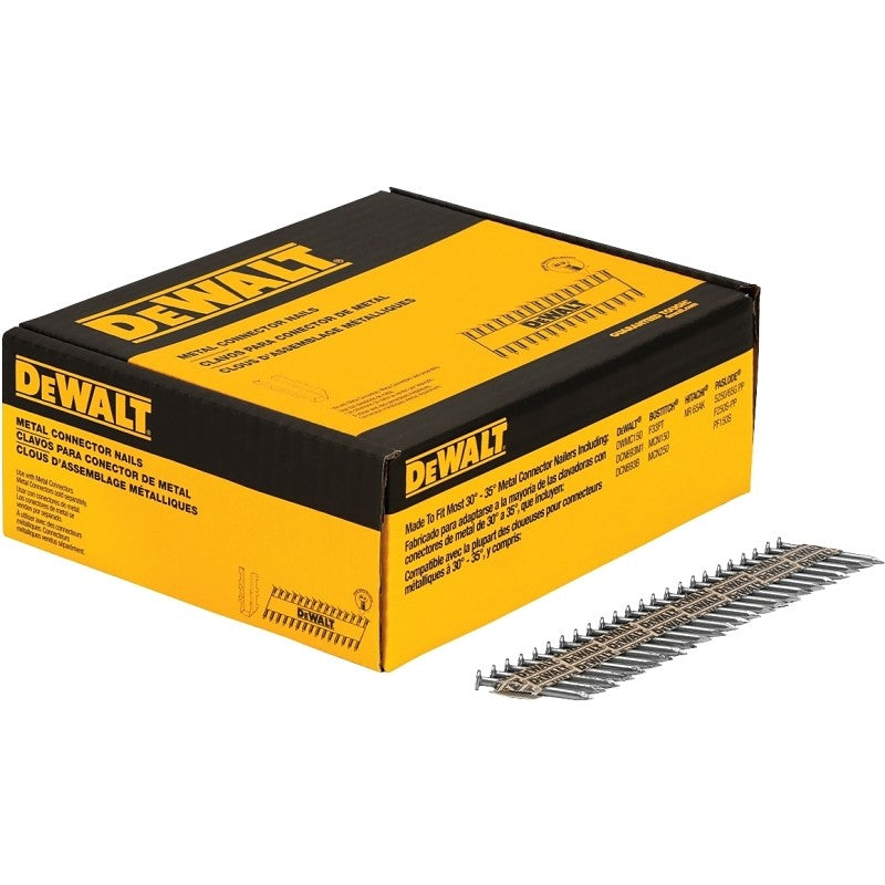DEWALT DWMC13115G-2M Metal Connector Nail, Paper Collation, 1-1/2 in L, 9 ga, Galvanized, Round Head, Smooth Shank