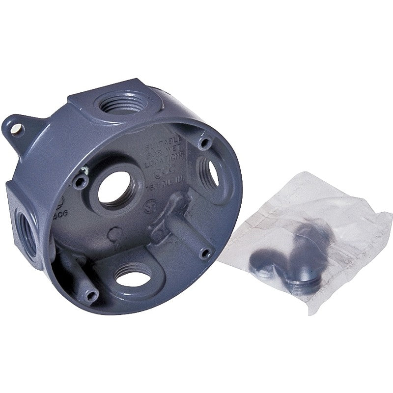 Bell Outdoor 5361-0 Weatherproof Box, 5-Outlet, Aluminum, Gray, Powder-Coated