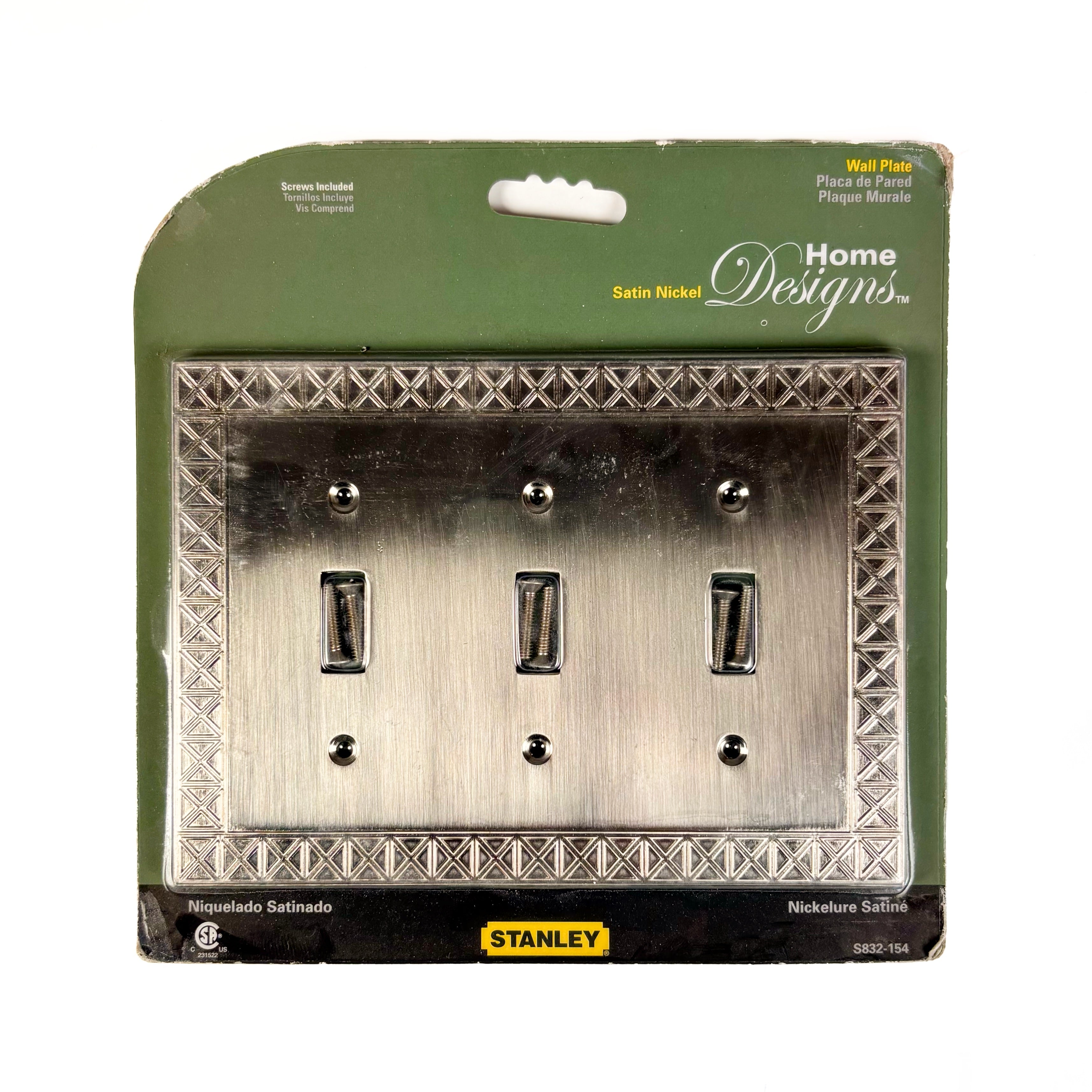 Pinnacle Triple Switch Wall Plate Satin Nickel