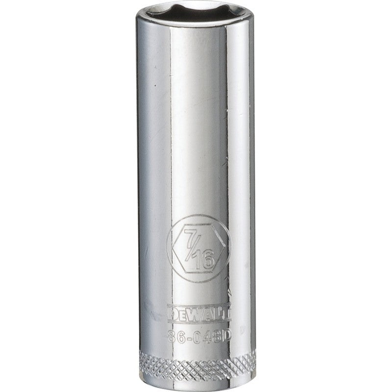 DEWALT DWMT86048OSP Drive Socket, 7/16 in Socket, 1/4 in Drive, 6-Point, Vanadium Steel, Polished Chrome