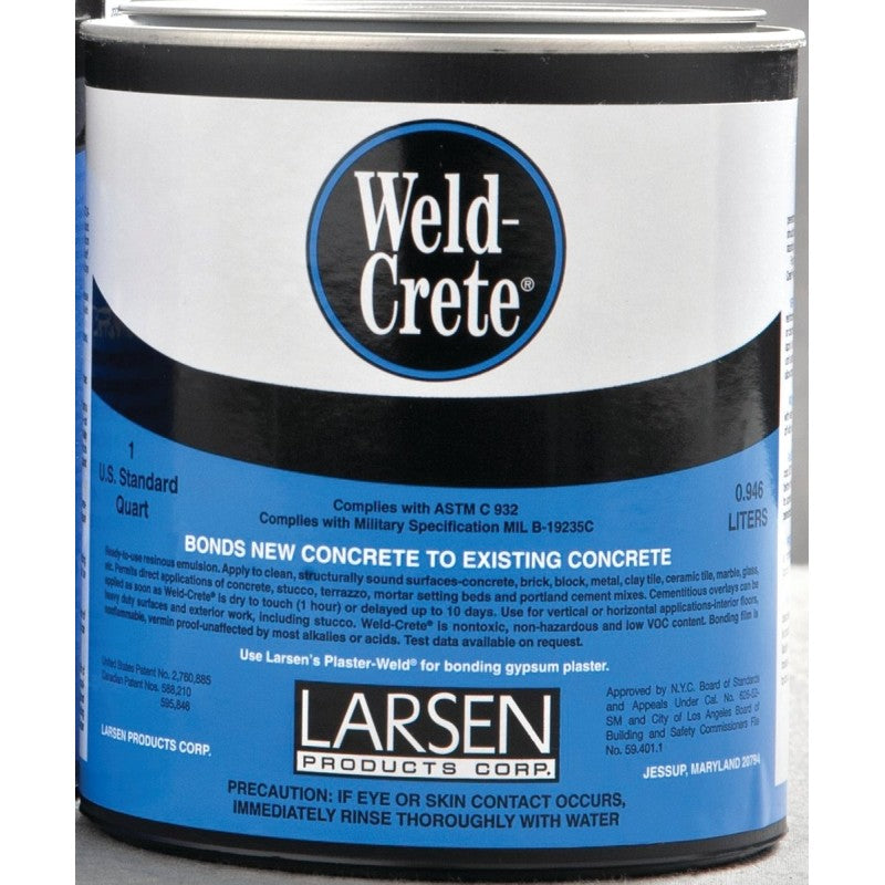 Larsen Weld-Crete WCQ06 Bonding Agent, Liquid, Low to Slight Acetic, Blue, 1 qt Pail