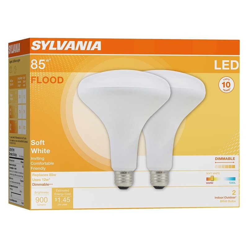 Sylvania 79498 LED Light Bulb, Flood, Spotlight, BR40 Lamp, 85 W Equivalent, E26 Lamp Base, Dimmable, Soft White Light