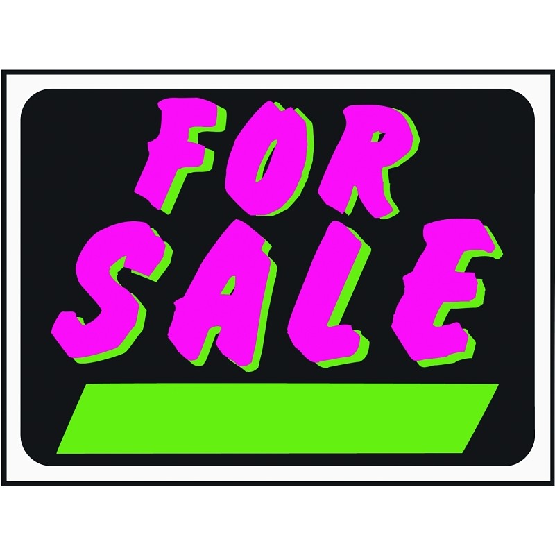Hy-Ko Hy-Glo Series 3041 Identification Sign, 8-1/2 x 12 in Dimensions, FOR SALE, Green/Pink Legend, Black Background (Pack of 10)