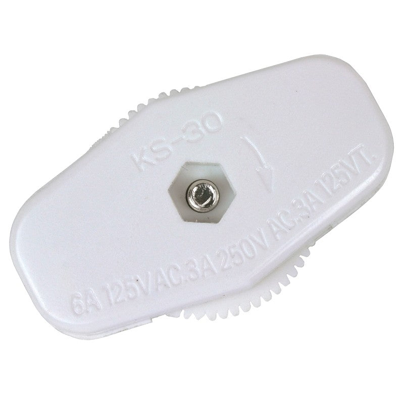 Jandorf 88920 Switch, 3/6 A, 125/250 V, 2-Teeth Terminals Terminal, White