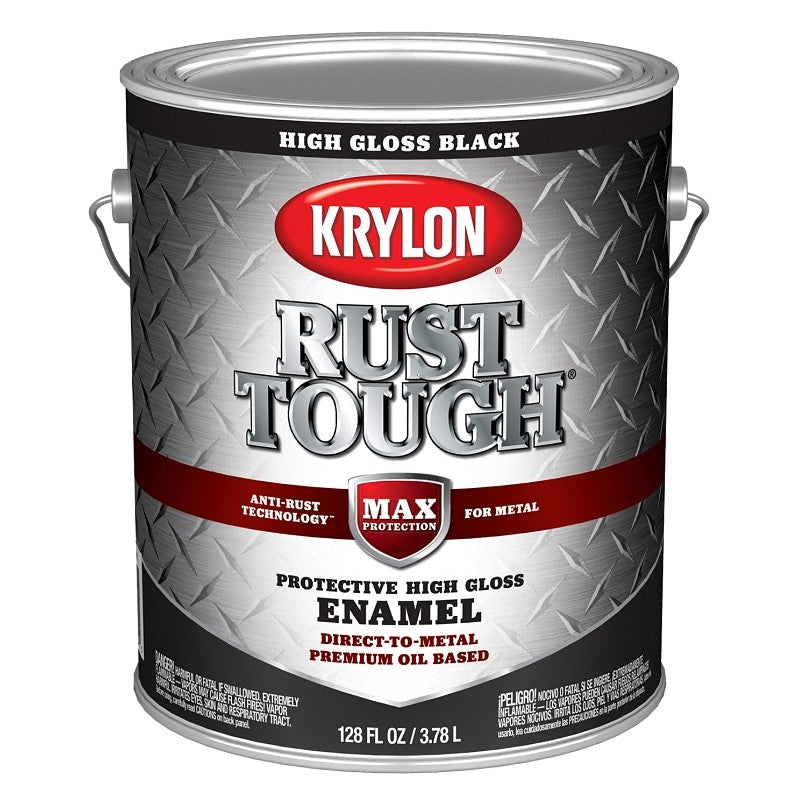 Krylon Rust Tough K09730008 Rust Preventative Paint, Gloss, Black, 1 gal, 400 sq-ft/gal Coverage Area (Pack of 4)
