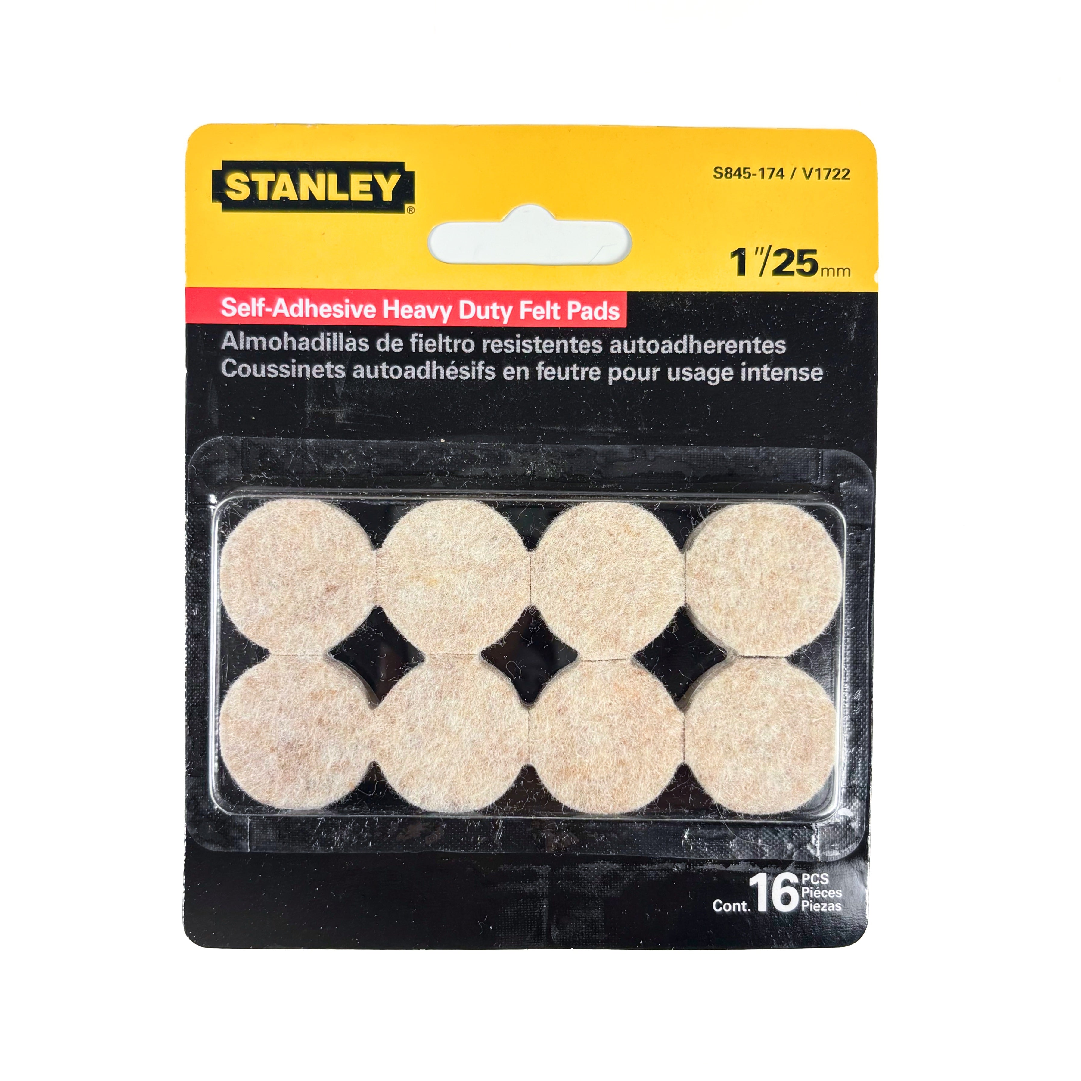 Heavy Duty Self Adhesive Felt Pads 1 Inch Round Oatmeal 16 Pack