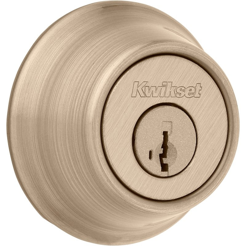 Kwikset 660 Series 6605SMTCPRCALK6 Deadbolt, 3 Grade, 1-Sided Key, Antique Brass, 2-3/8 to 2-3/4 in Backset, KW1 Keyway